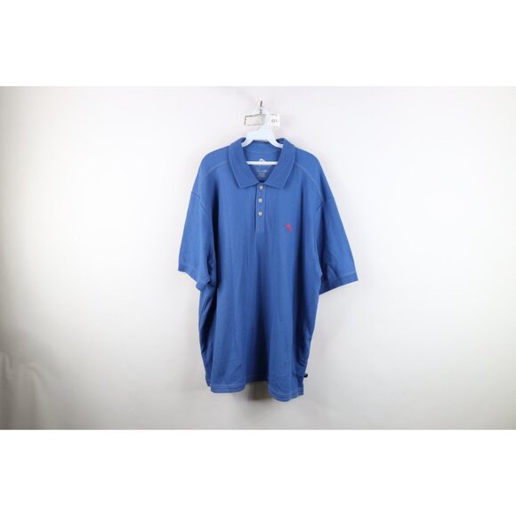 Tommy Bahama Mens 3XL Supima Cotton Thermal Knit Collared Golf Polo Shirt Blue - Picture 1 of 14